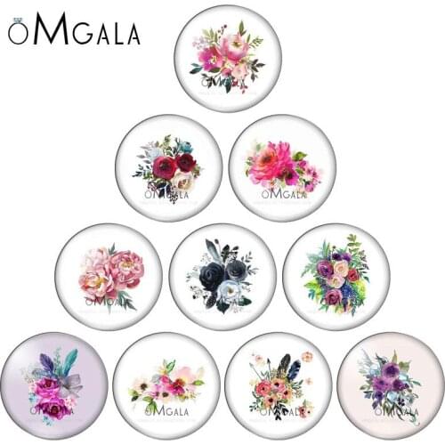 Vintage Retro Rose Floral Flowers Paintings 10mm/12mm/16mm/18mm/25mm Round Photo Glass Cabochon Demo Flat Back Making Findings