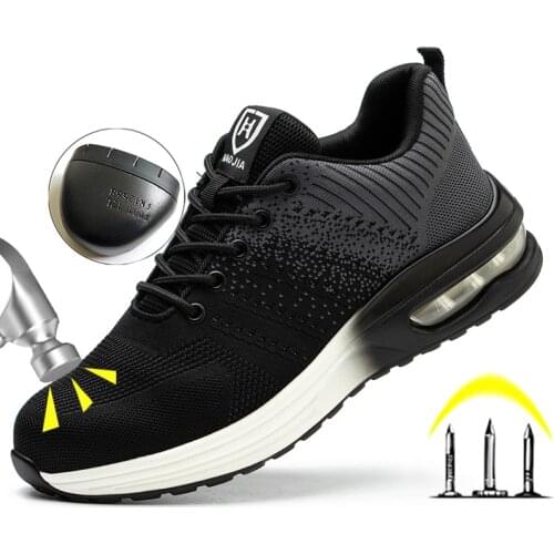 Unisex Safety Shoes Men Women Work Safety Boots Steel Toe Kevlar Puncture Proof Air Cushion Sneakers Fashion Work Shoes Couple