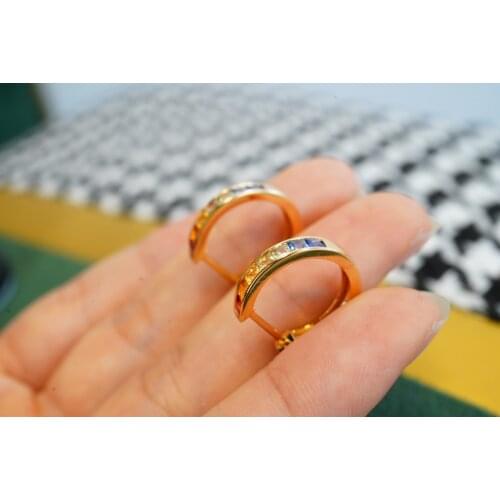 SX713 Solid 18k Gold 1.22ct Nature Colorful Sapphire Studs Earrings for Women Fine Jewelry Birthday Presents