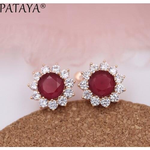 PATAYA New 11 Colors 585 Rose Gold Red Sunlight Natural Zircon Women Luxury Party Jewelry Accessories Vintage Big Drop Earrings