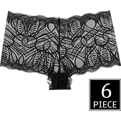 Womens Underwear Lace Panties Seamless Lingerie Sexy Briefs Pants Hip Up Boyshort Female Underpants Thong 6pcs/lot