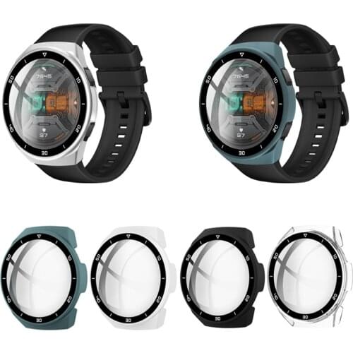 Hard Full Edge Glass Screen Protector Case Shell Frame For Huawei GT 2e/GT2 E Sport Watch GT2e Protective Bumper Cover Accessory