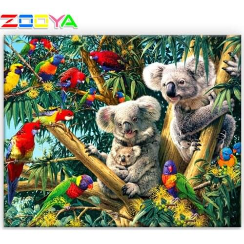 Zooya Full Diamond Dot Painting 5D Diy Diamond Painting Animal Parrot Koala Embroidery Cross Stitch 3D Home Decoration Sp496