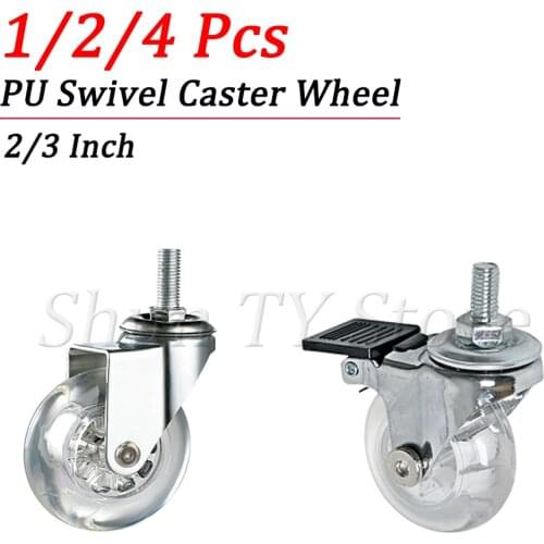 1/2/4 Pcs 360-Degree Transparent Rotating Stem Swivel Casters, Heavy-Duty Casters No Noise For Furniture And Cabinet Wheels