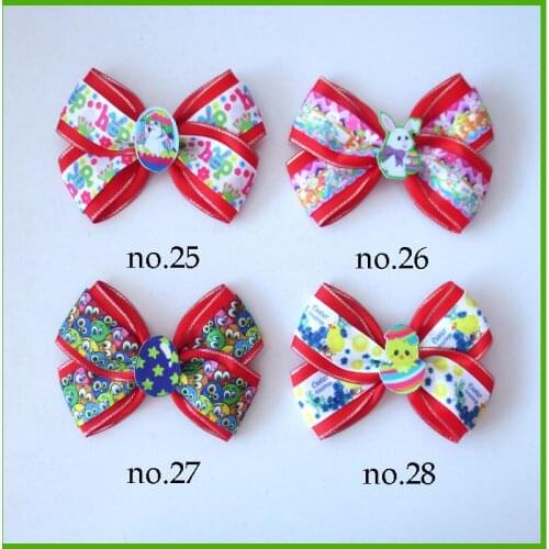 100 BLESSING Girl 4.5" Two Tone Angel Hair Bow Clip Easter Rabbit Chicken Egg