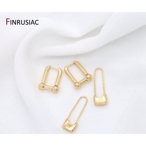 2021 New Trendy Korean Pin Earrings Gold Plated Rectangle Hoop Earrings For Women Jewellery Wholesale