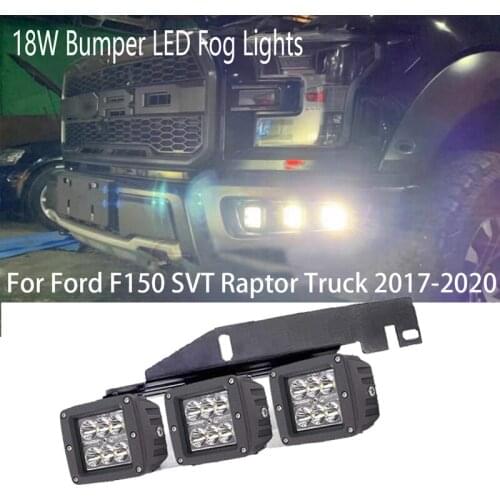 6pcs Front Bumper 18W LED Fog Lights With Mounting Brackets Set For Ford F150 SVT Raptor Truck 2017 2018 2019 2020