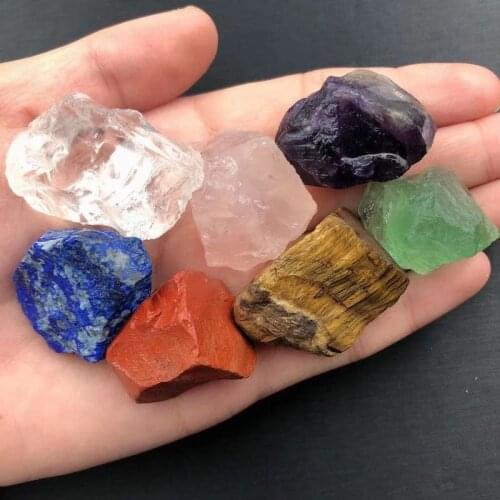 7pcs/Set Natural Crystal Stone Seven Chakras Mineral Quartz Stone Large Grain Unpolished Collection Gift Healing Crystals Decor