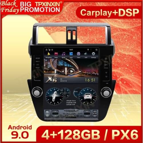Carplay 2 Din Android 9 Tesla Stereo For Toyota Land Cruiser Prado 150 2014 2015 2016 2017 GPS Navi BT Receiver Player Head Unit