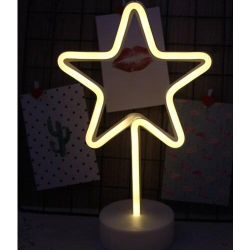 Decorative LED Neon Light Sign Star Moon Lamp USB LED Night Lights Decoration for Home Wedding Party Gifts Neon Lamp with Base