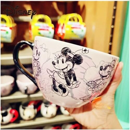 Disney mugs cartoon Minnie Hand painted candy pink porcelain cups handmade milk cups large capacity ceramic coffee cups