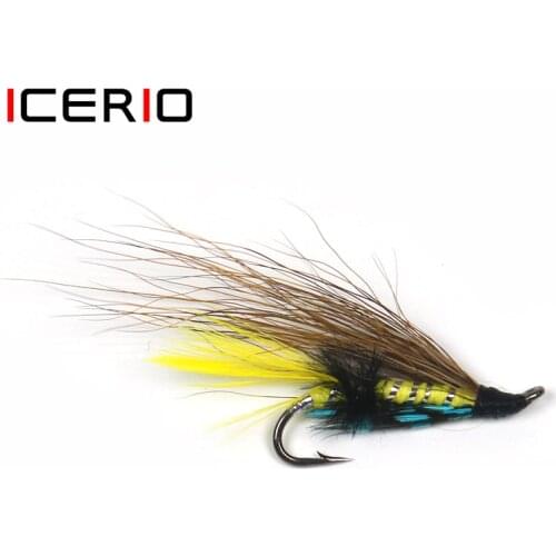 ICERIO 4PCS #10 Blue Charm Hairwing Wet Flies Tying Hook Trout Salmon Fishing Fly Lure Baits