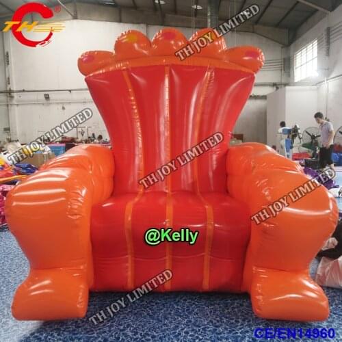 Customized 2m 6.5ft high giant inflatable throne chair for sale, commercial inflatable chair bouncy chair for kids