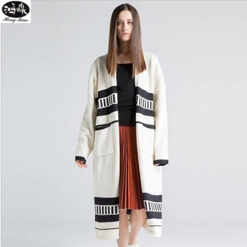 2018 Cardigan Sweater New Winter Female Wool knitted Thick Longer Section Sweater Womens Large Size Loose Outwear