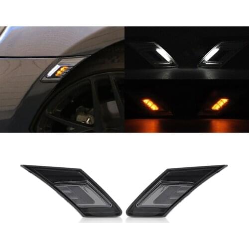 Smoked Front 2-in-1 Amber Led Side Marker Lights White Running Position Light For Subaru BRZ Toyota GT86 FT86 Scion FR-S 2013