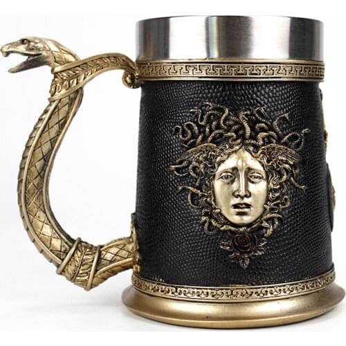 Clash of the Titans Medusa Tankard Mugs 304 Stainless Steel Resin Mugs Medusas Demise Greek Mythology Mug 600ml Halloween Gift
