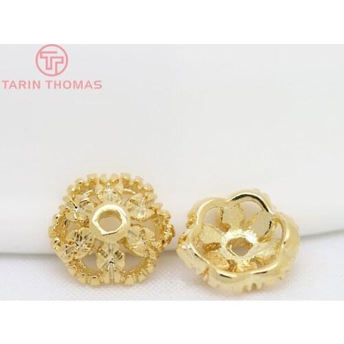 20PCS 7MM 24K Gold Color Plated Brass Beads Caps High Quality Diy Jewelry Findings Accessories Wholesale