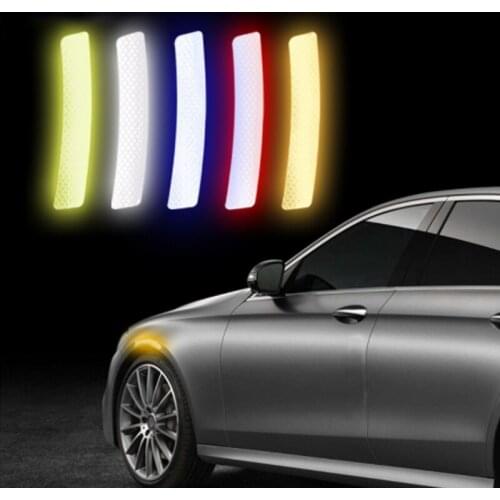 2pcs Car Reflective Sticker Styling Decal Reflector Tape Warning Wheel Rim Eyebrow Warning Light Stickers Safety Mark styling