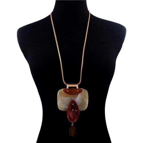 New Boho Ethnic Jewelry Womens Long Hand Geometric pendant alloy necklace Sweater Chain All-match Decorative Maxi Necklace