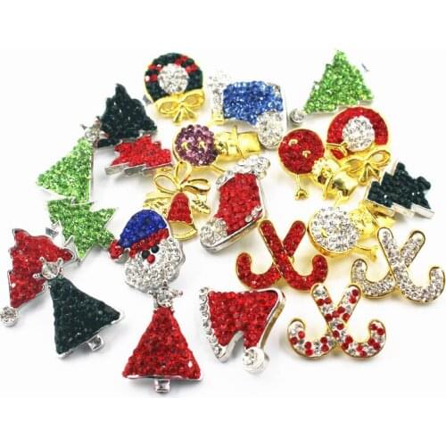 New Arrival Mix 20pcs Christmas Series Crystal Snap Buttons Charms DIY Jewelry FIt Snap Bracelet DIY Jewelry