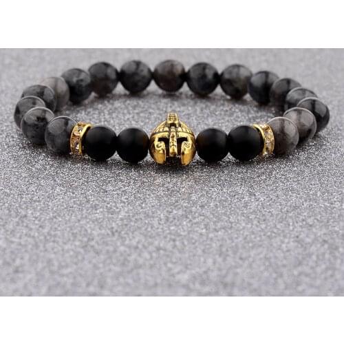 New 5 Style Gold Roman Warrior Gladiator Helmet Beaded Bracelet Men Matte Weathering Bracelets For Women WAB523