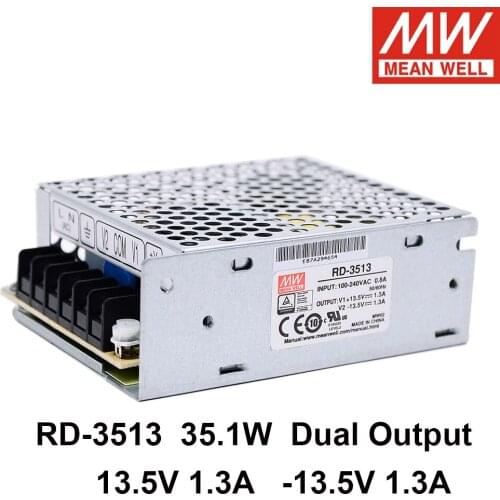 Original MEAN WELL RD-3513 35W Dual Output Switching Power Supply 110V/220V AC to DC +13.5 -13.5V 1.3A Power Unit 5G Viberation