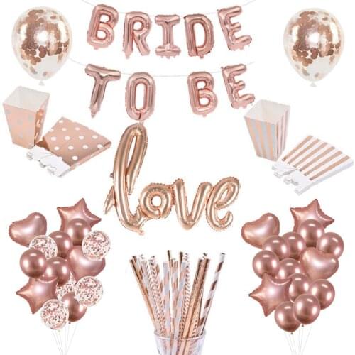 Rose Gold Bride To Be Letter Foil Balloon Diamond Ring Balloon Bachelorette Hen Party Decoration Wedding Bridal Shower Supplies