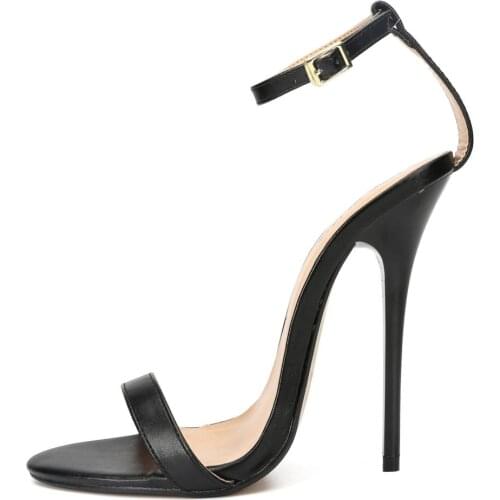 Unisex Men Women Sexy Open Toe Ankle Strap Stiletto Heel Sandals Black White Red Dress Sandals Size 43 45 48 12 13 15 16