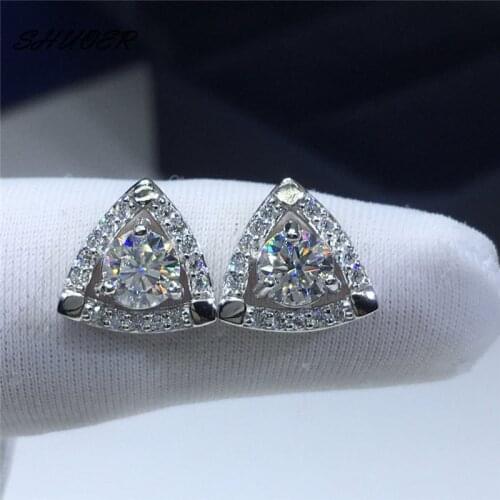 Classic Pass Diamond Tester D Color Moissanite Triangle Earrings 925 Sterling Silver Brilliant Cut Stone Creative Earrings Gift