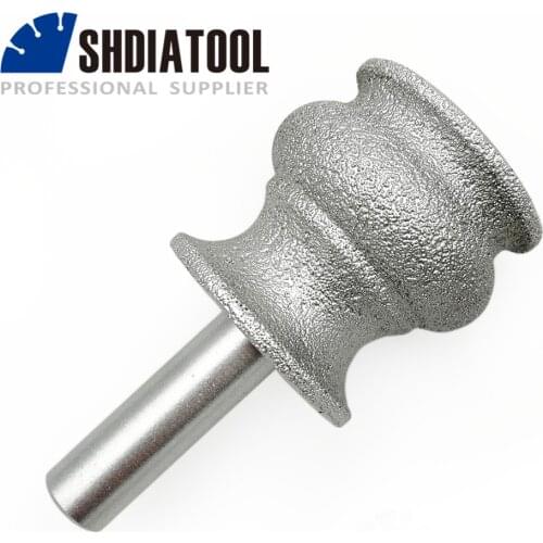 SHDIATOOL No.27 M1 Vacuum Brazed Diamond Router Bits With 1/2" Shank For Stone, Router Cutter For Stone edge profiling/cutting