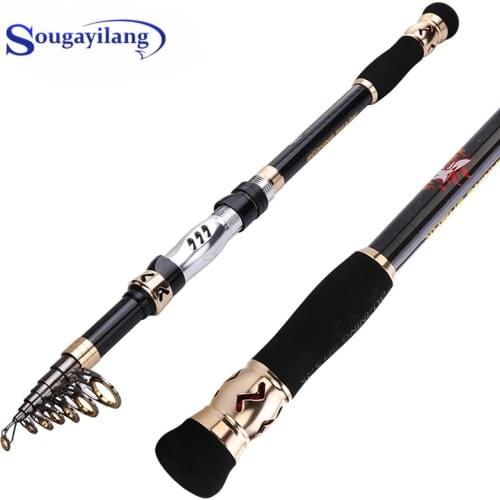 Sougayilang 1.8-3.6M Telescopic Fishing Rod Carbon Fiber Portable Travel Spinning Sea Fishing Rod Saltwater Fishing Tackle