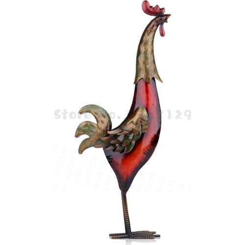Tooarts Concise Vivid Metal Sculpture Multicolor Iron Rooster Handmade Sculpture Home Furnishing Articles Crafts Decoration
