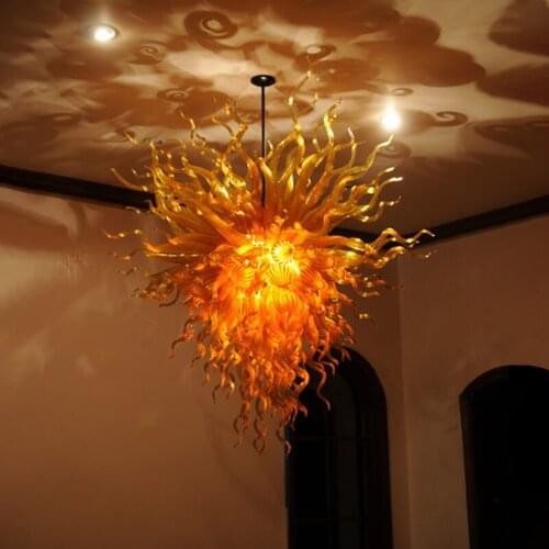 Vintage Amber Chandeliers Gorgeous Hand Blown Glass Lustres Luxury LED Chandelier Lighting Fixture Mounted Ceiling Lamparas