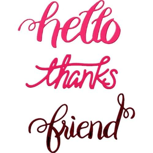 Hello Thanks Letters Mixed Pattern Metal Cutting Dies Stencil Scrapbook Album Embossing For Gift Card Making Handcrafts 2019