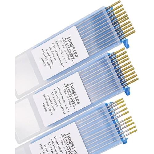 WL15 Ground Finish Gold Tips Tig Welding Rods Tungsten Electrodes 3.2*150mm 10pcs in One Package