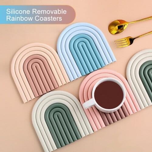 1/2 Pcs Nordic Style Silicone Coasters Removable Insulation Pads Cup Mat Non Slip Placemat Home Decor Photo Decorative
