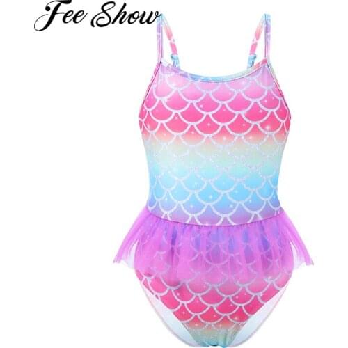 2021 Kids Girls Summer Beach Swimwear Adjustable Spaghetti Straps Print Jumpsuit Bodysuit Swimming Outfit Children Bathing Suit