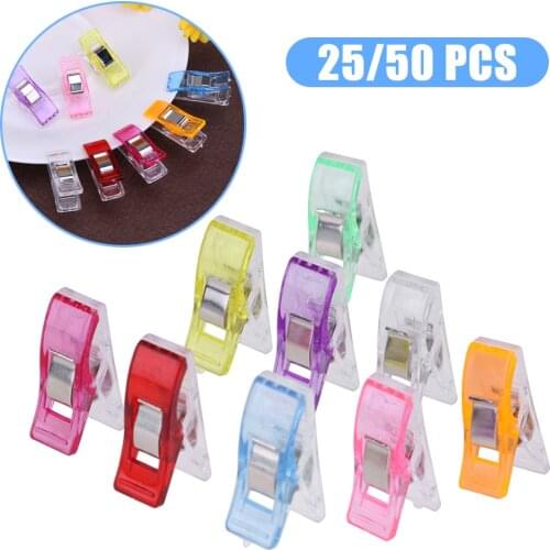 25/ 50pcs Colorful Sewing Craft Quilt Binding Plastic Clips Clamps Pack For Patchwork Decoration Clamp Clothes Clip Sewing Tools