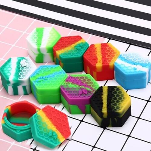 5ml/26ml/35ml Silicone Container Big Hexagon Silicone Jar For Oil Wax Dab Cigarette Cream Easy To Hold And Carry
