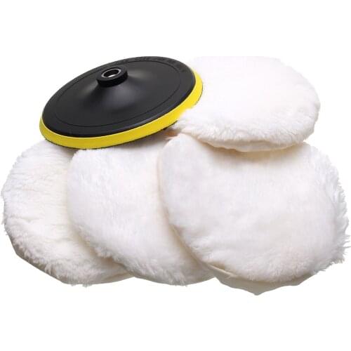 5Pcs Polisher/Buffer kit Soft Wool Bonnet Pad White Retail