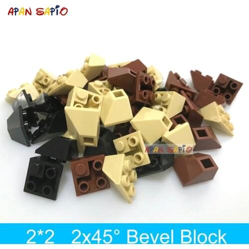 50pcs DIY Building Blocks Double Bevel Bricks 2x2Dots Educational Creative Plastic Toys for Children Compatible With Brands