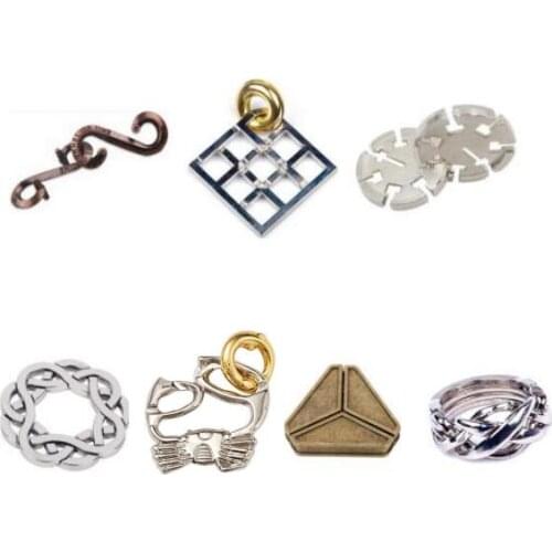 7PCS per Set Classic Metal Brain Teaser Puzzles Game Toys for Adults Children