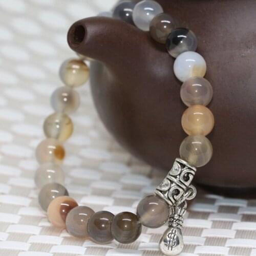 8mm Persian Gulf round natural agat stone carnelian onyx beads strand bracelets for women wholesale price jewelry 7.5inch B2014