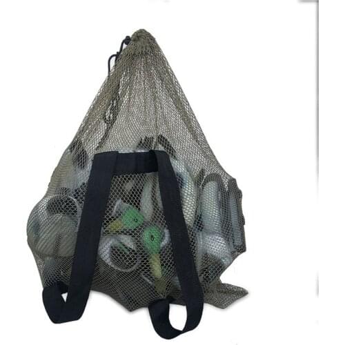 Army Green Decoy Mesh Bag Hunting Pouch for Fake Duck Turkey Waterfowl Marllard Carrying Adjustable Back Strap Outdoor Supplie