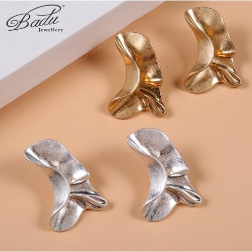 Badu Women New Fashion Triangle Pendant Earrings Frosted Jewelry Convex Design Surface Metal Girlfriend Temperament Gifts