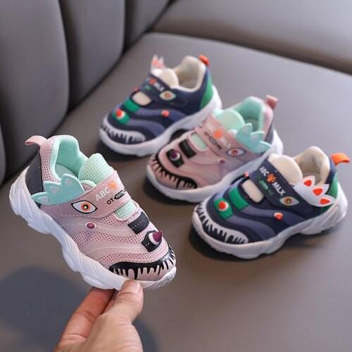 Baby new cartoon functional shoes boys and girls autumn soft-soled breathable running shoes kids cute dinasour shoes