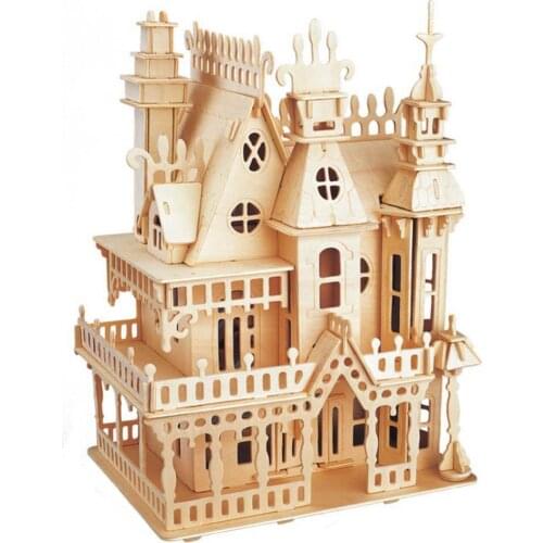 DIY Wooden 3D Castle Construction Assembly Model Art Craft Education Kids Toy Children Development Intelligence Toys Gift