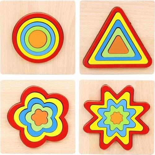 Shape Cognition Board Childrens Geometry Jigsaw Puzzle Wooden Toys Kids Educational Toy Baby Cognition Learning Matching Toy
