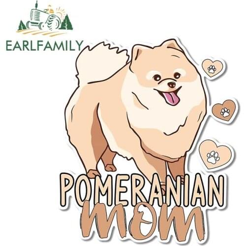 EARLFAMILY 13cm x 11.1cm for Pomeranian Mom Decal Cartoon Windshield Car Stickers Motorcycle Personality Motorcycle Decoration
