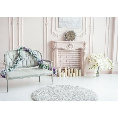 Photo Backdrop White Living Room Flowers Candle Vinyl Cloth Background for Children Baby Home Party Photophone Photography Props
